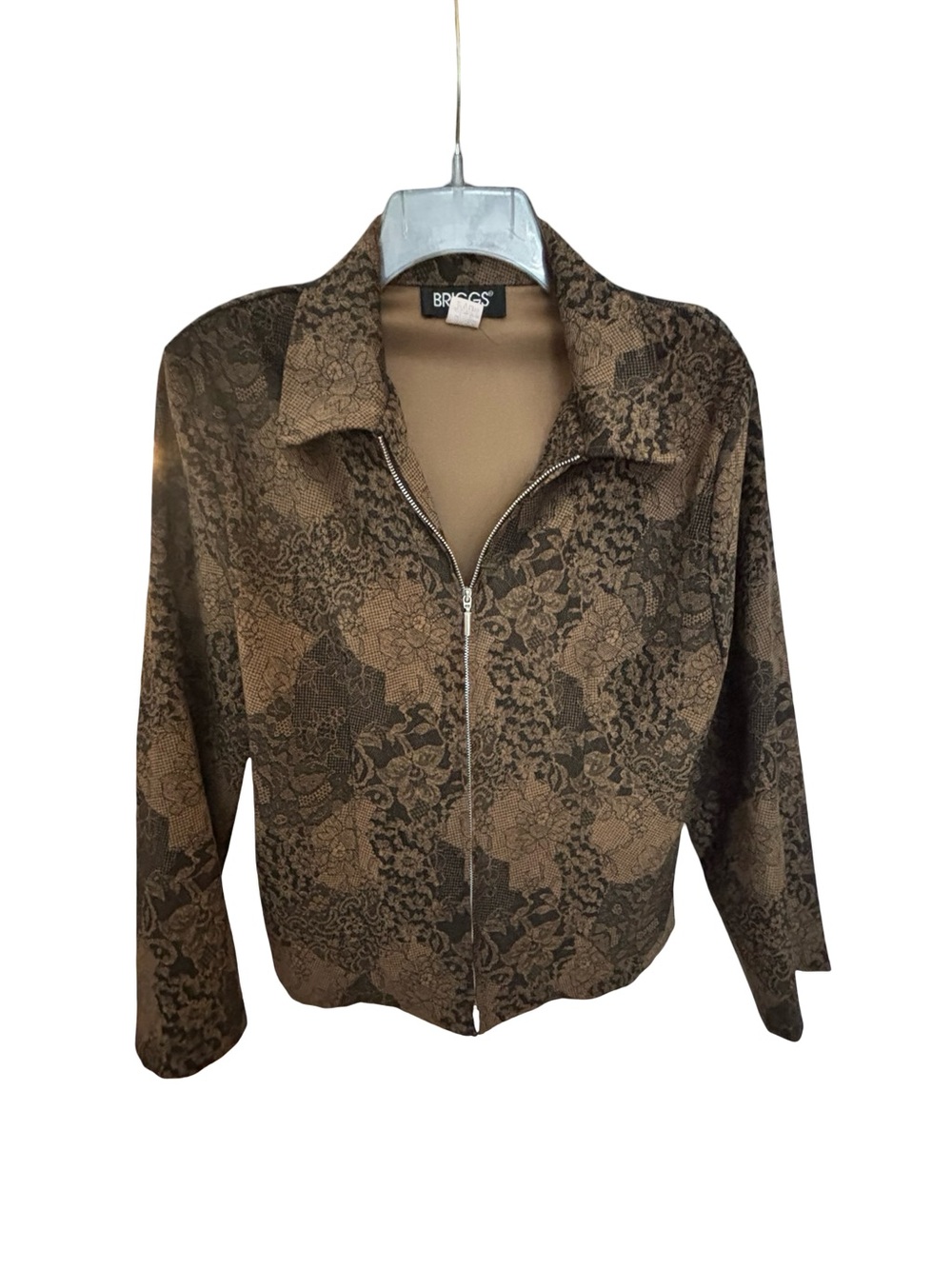 Briggs New York 90โs Brown Floral Wimsigoth Fairy Grunge Zip Jacket Size 12P